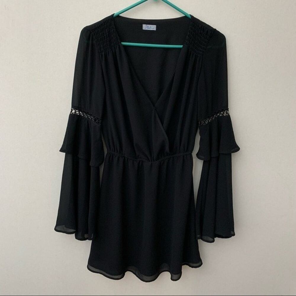 Abbeline If By Sea Black Bell Sleeve Mini Dress XS Goth Whimsigoth Vamp Addams